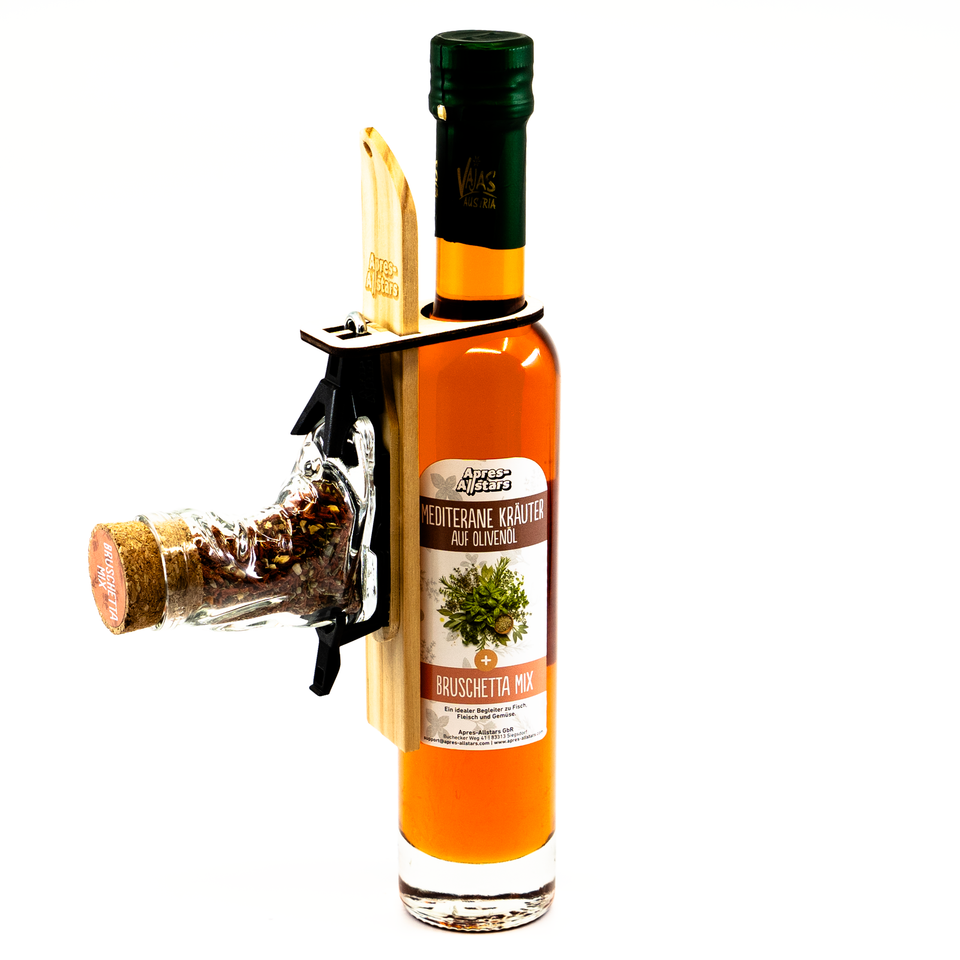 Apres-Allstars® Mediterrane Kräuter auf Olivenöl Set mit Miniski und Bruschettagewürzfüllung