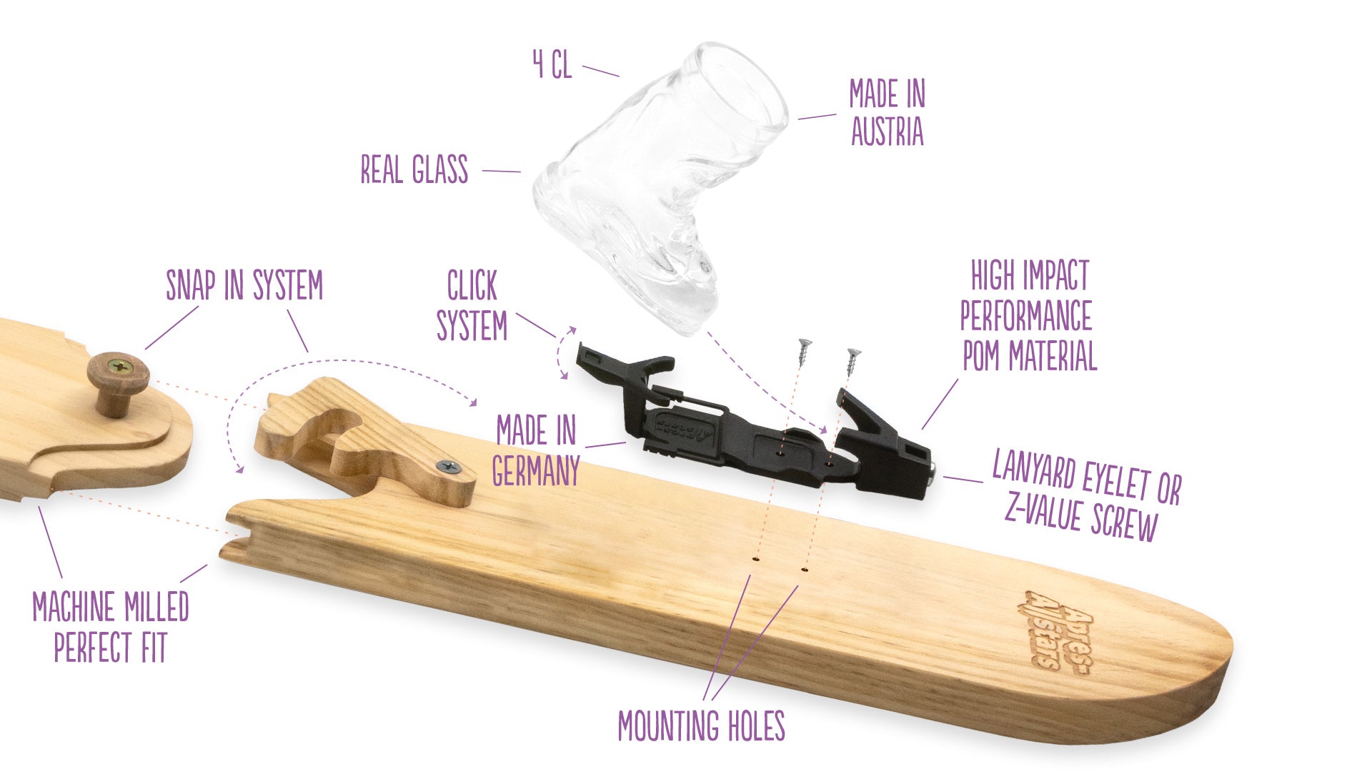 Apres-Allstars® "SwigSki3000®" modulaire shotski® gemaakt van hout