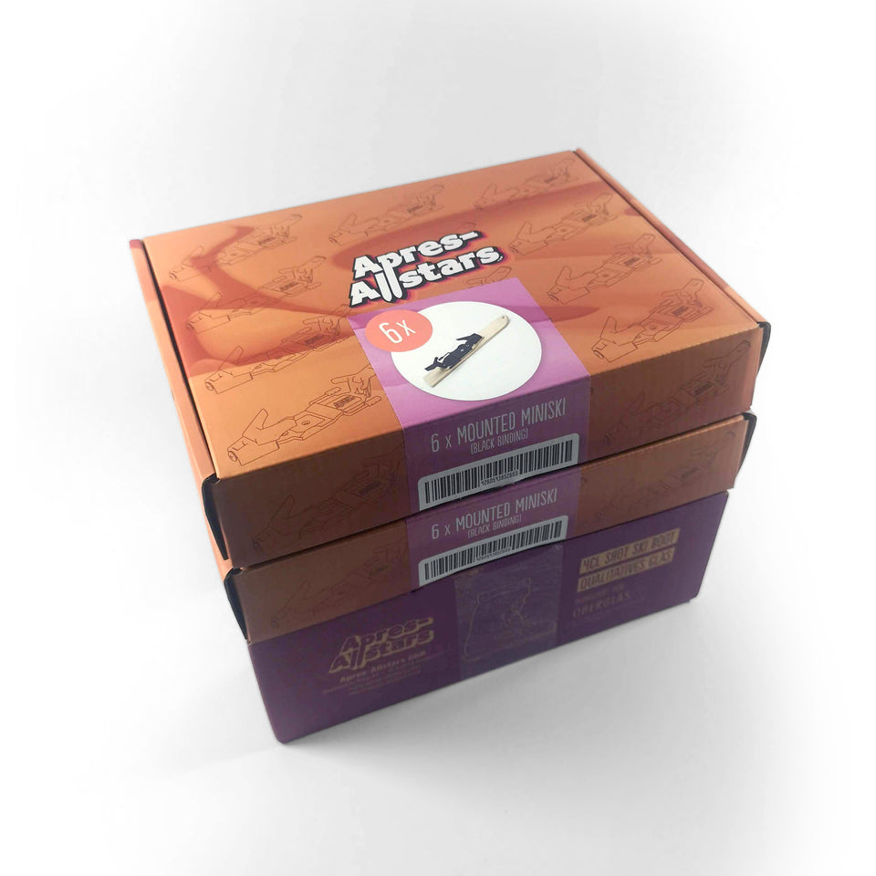 B2B (VAT-FREE) Apres-Allstars® 12er Set montierte Miniski inkl Gläser & Korken
