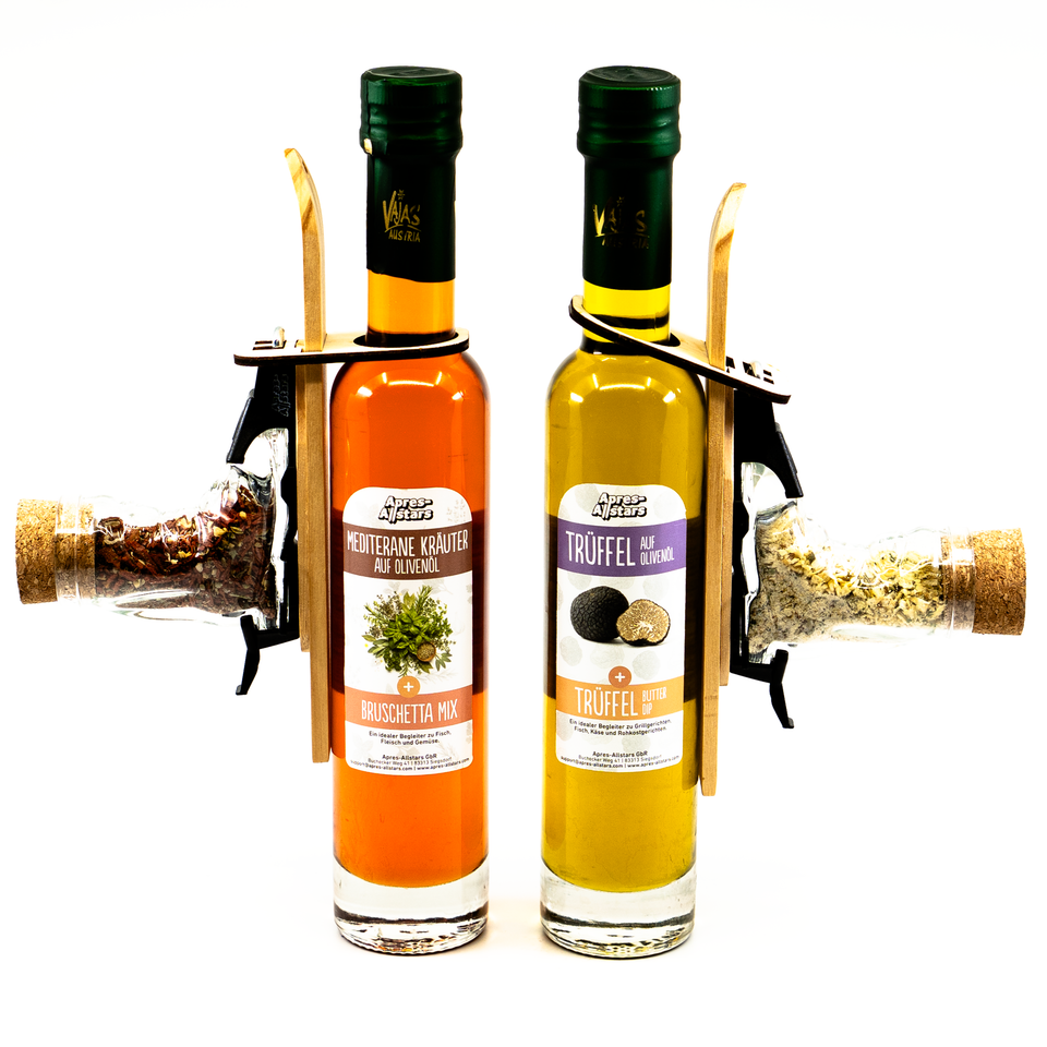 Apres-Allstars® Mediterrane Kräuter auf Olivenöl Set mit Miniski und Bruschettagewürzfüllung