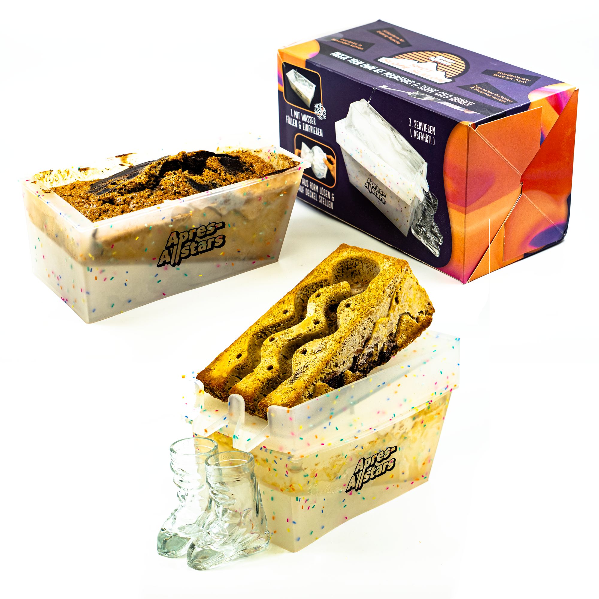 Apres-Allstars® Shot Slope Slalom - Eisrutsche als einfrierbare Silikonform genauso als Kuchenform